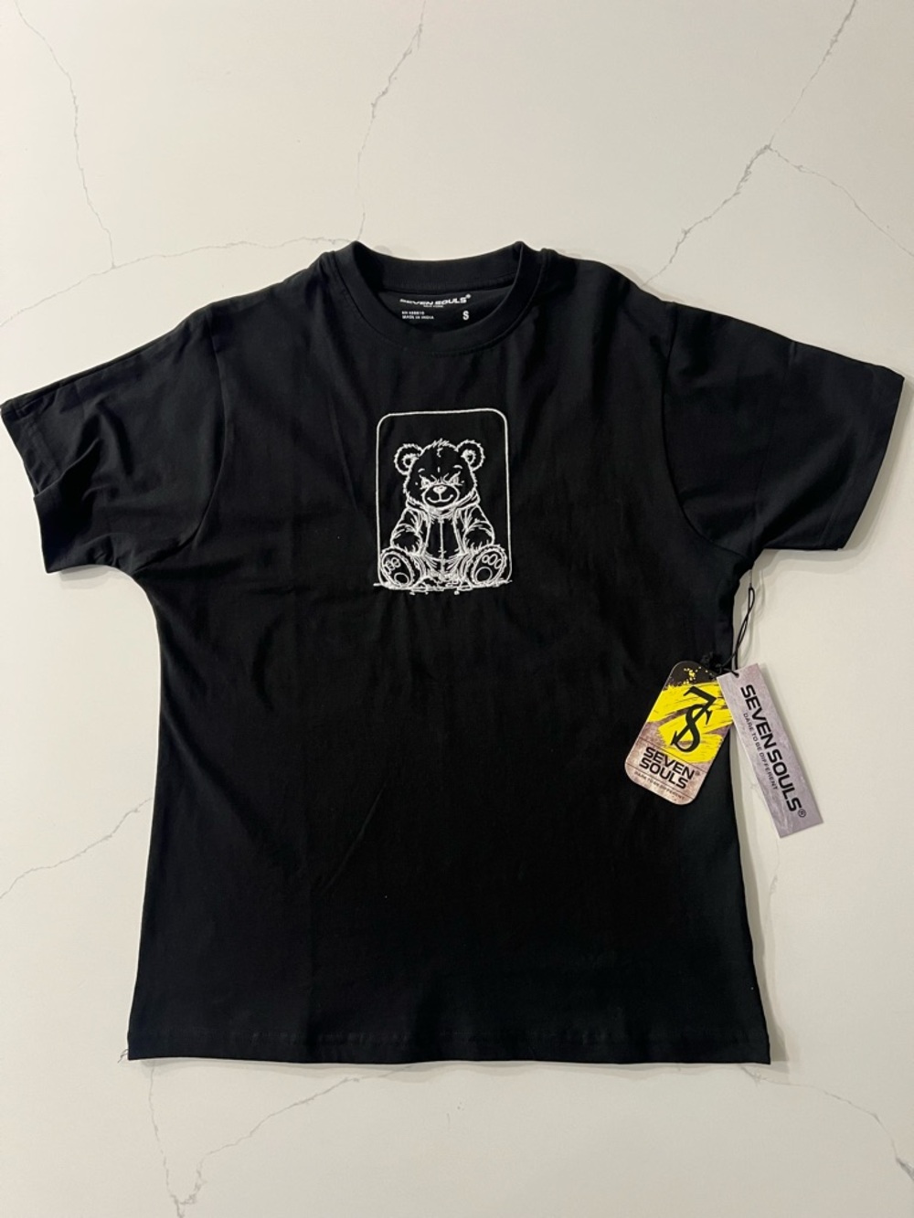 NWT Seven Souls Men's T Shirt Tee Short Sleeve Bear Graphic Unbreakable On Back